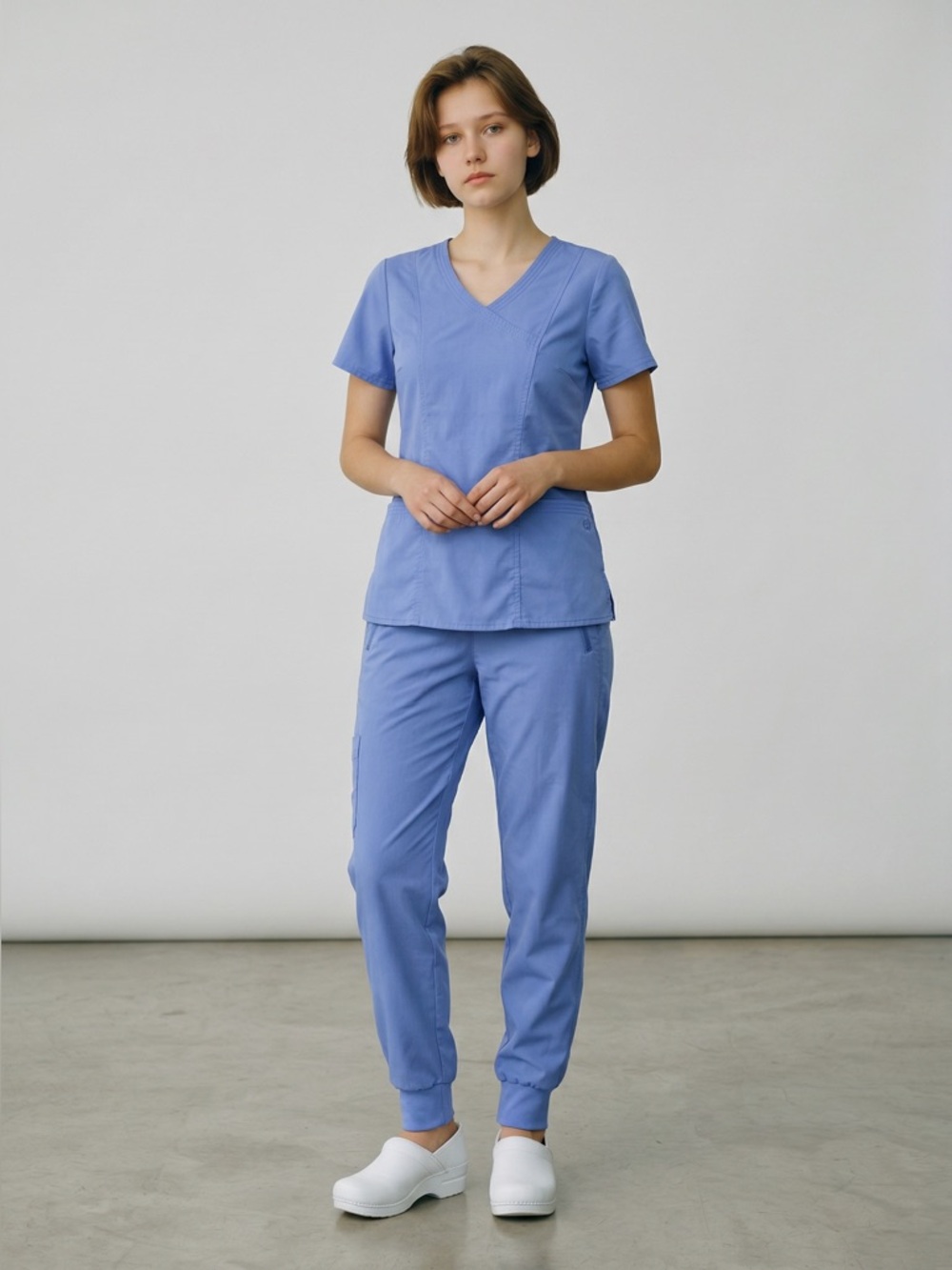 Healing Hands Purple Label Scrub Set S  Blue Jogger Pants V-Neck Top Uniform
